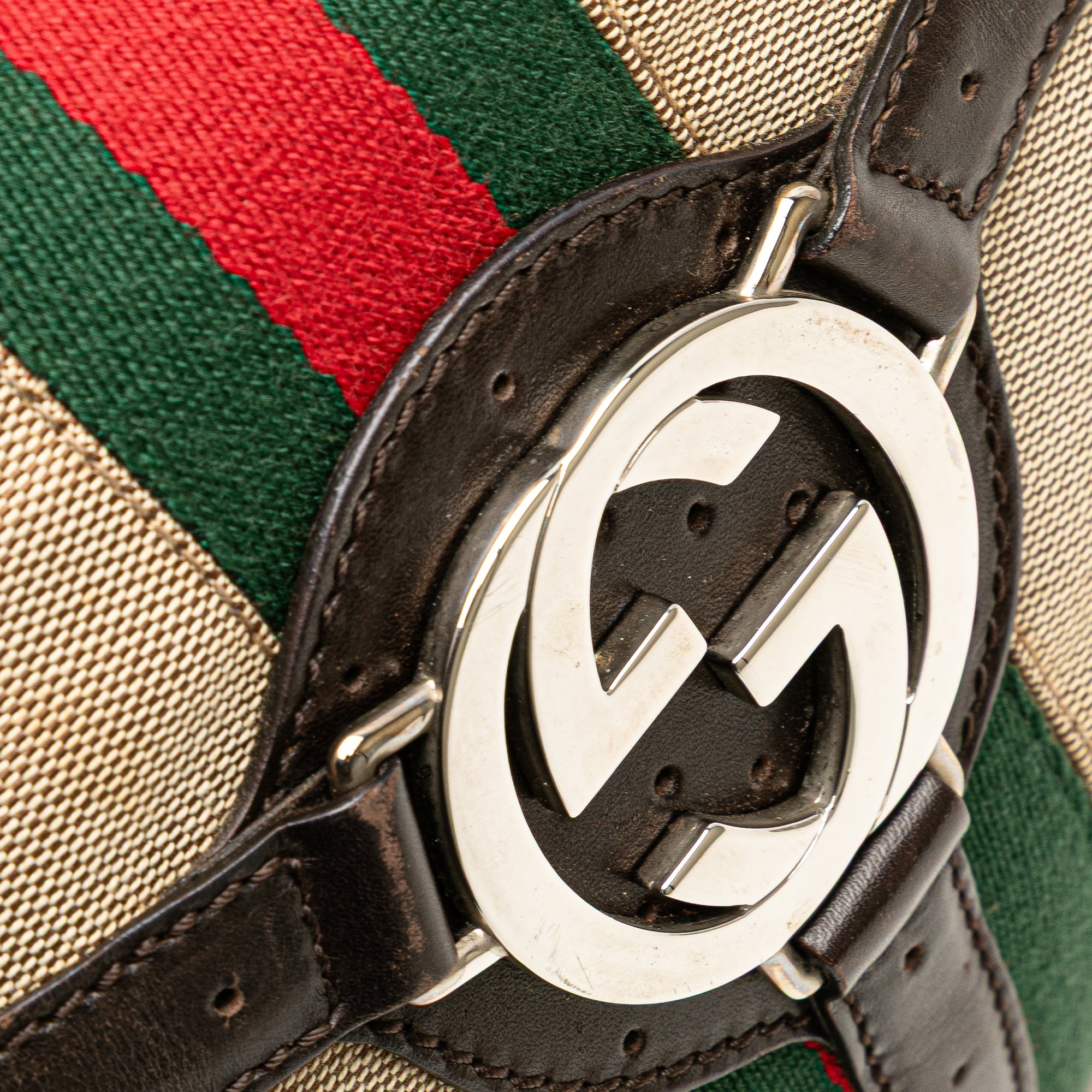 GUCCI Canvas Web Reins Hobo