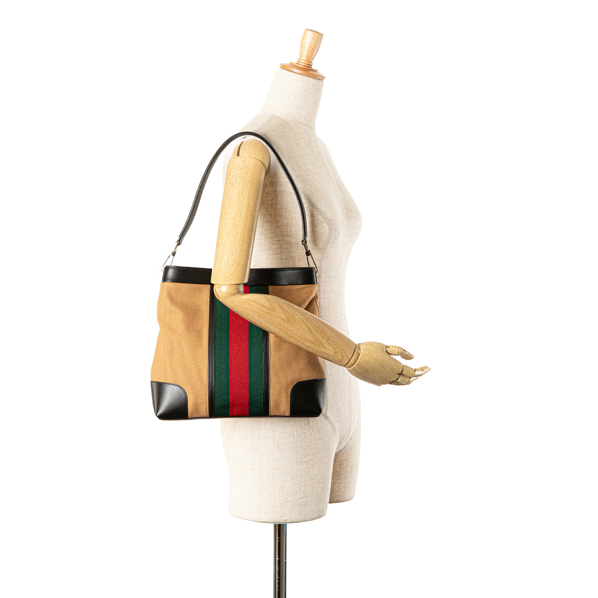 GUCCI Canvas Web Shoulder Bag