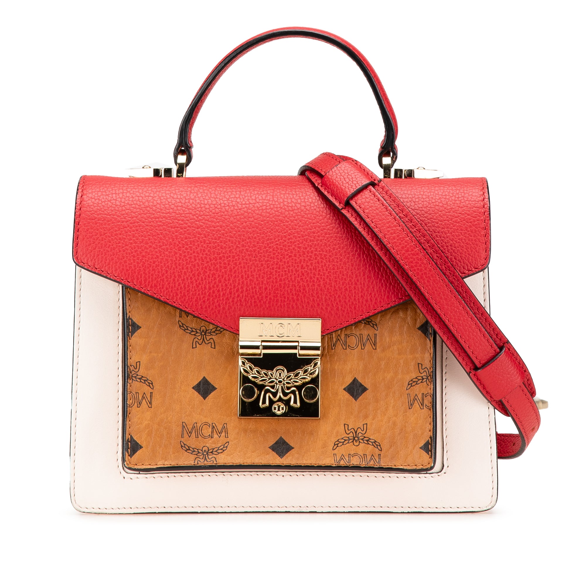 MCM Small Visetos Coated Canvas Colorblock Patricia Pocket Top Handle